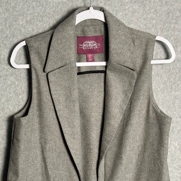 The Savile Row Co London Wool Blend Open Front Sleeveless Long Vest S minimalist - Picture 7 of 11